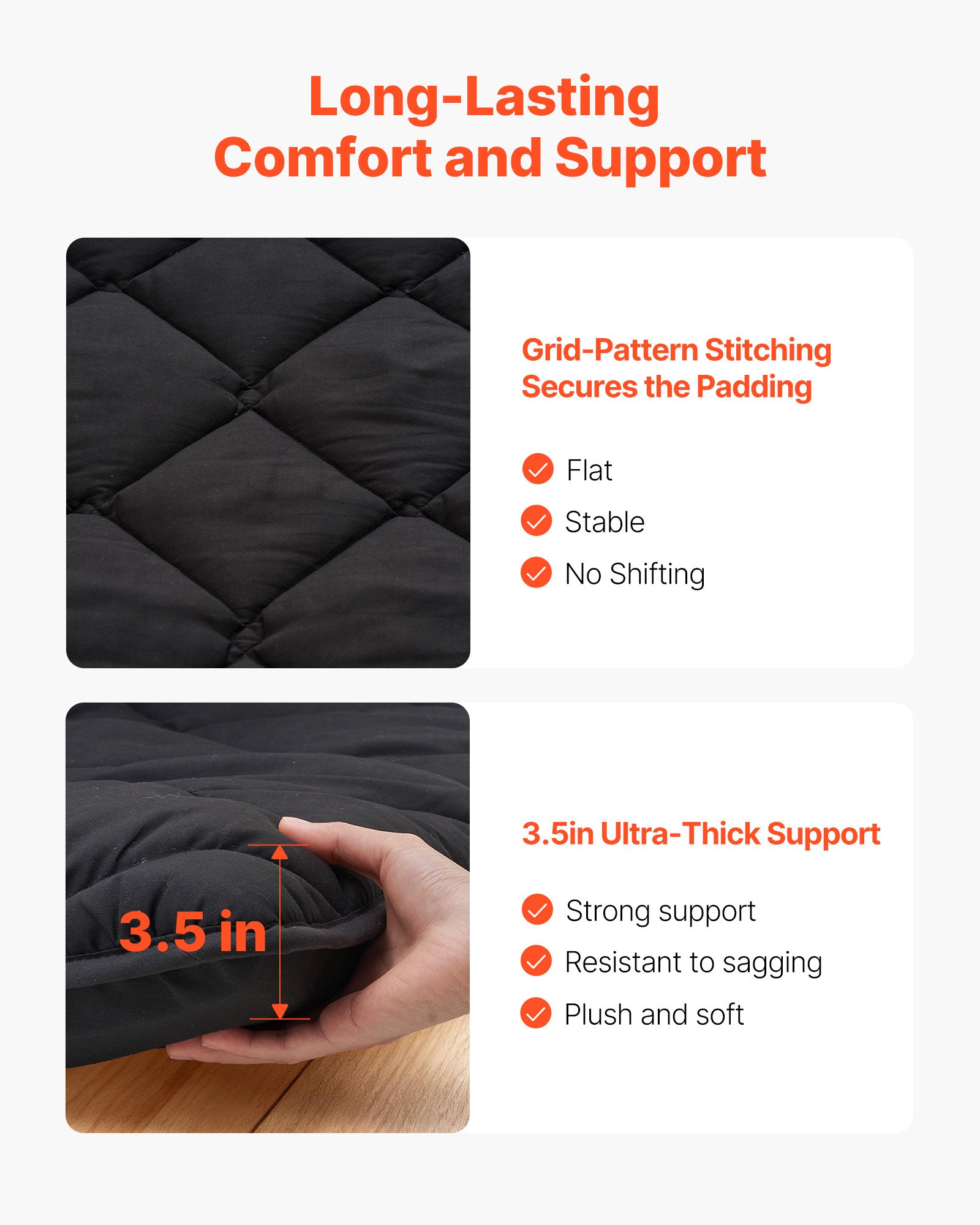 VEVOR Colchón Futón Japonés, Tatami Plegable Tamaño Individual, con Bolsa de Almacenamiento y Herrajes de Montaje, Esterilla de 9 Capas para Meditación y Yoga, Color Negro, 2032 x 991 x 89 mm