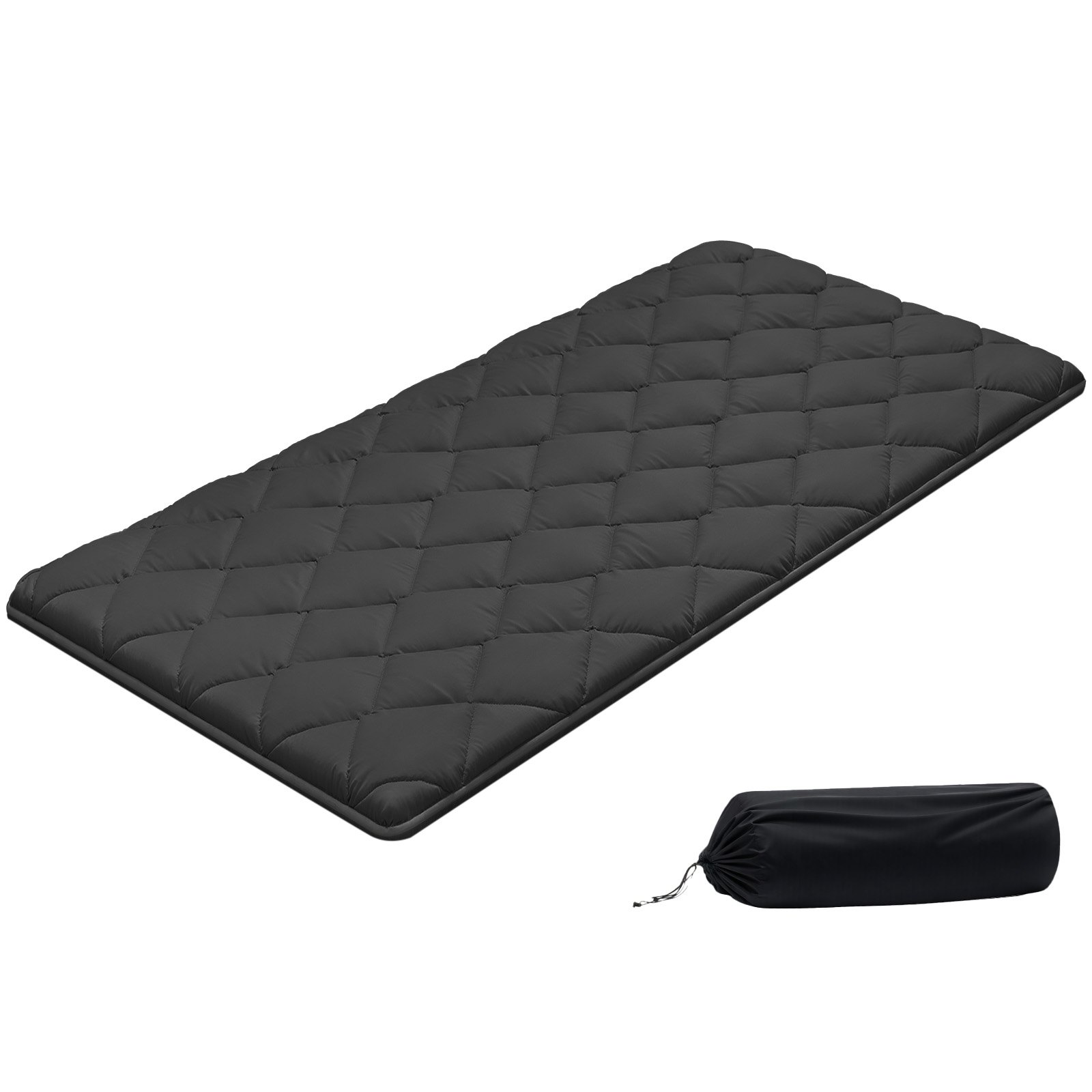 VEVOR Colchón Futón Japonés, Tatami Plegable Tamaño Individual, con Bolsa de Almacenamiento y Herrajes de Montaje, Esterilla de 9 Capas para Meditación y Yoga, Color Negro, 2032 x 991 x 89 mm