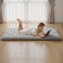 VEVOR Colchón Futón Japonés, Colchón de Tatami Plegable, Tamaño Completo, con Bolsa de Almacenamiento y Herrajes de Montaje, Esterilla de 9 Capas para Meditación y Yoga, Gris, 2032 x 1372 x 89 mm