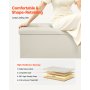 VEVOR Reposapiés Plegable Rectangular con Almacenamiento y Bolsillos Laterales, Asiento Acolchado y Plegable, Carga hasta 299,37 kg, 110 x 38 x 38 cm, para Salón, Dormitorio y Pasillo, Color Beige