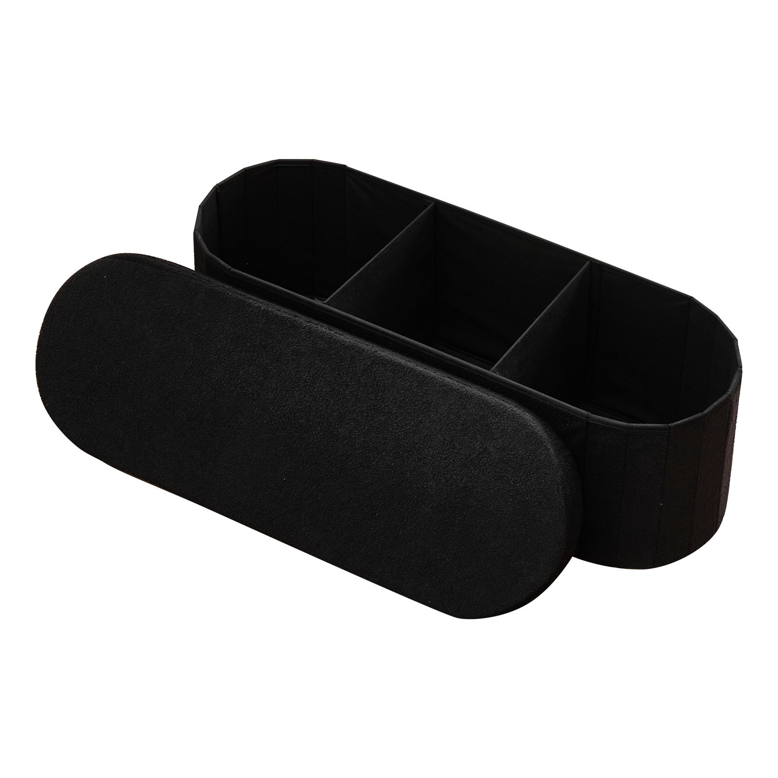 VEVOR Reposapiés Plegable Ovalado, con Espacio de Almacenamiento, Asiento Acolchado, Carga 299,37 kg, Moderno y Minimalista, 1100 x 380 x 380 mm, para Salón, Dormitorio y Pasillo, Color Negro