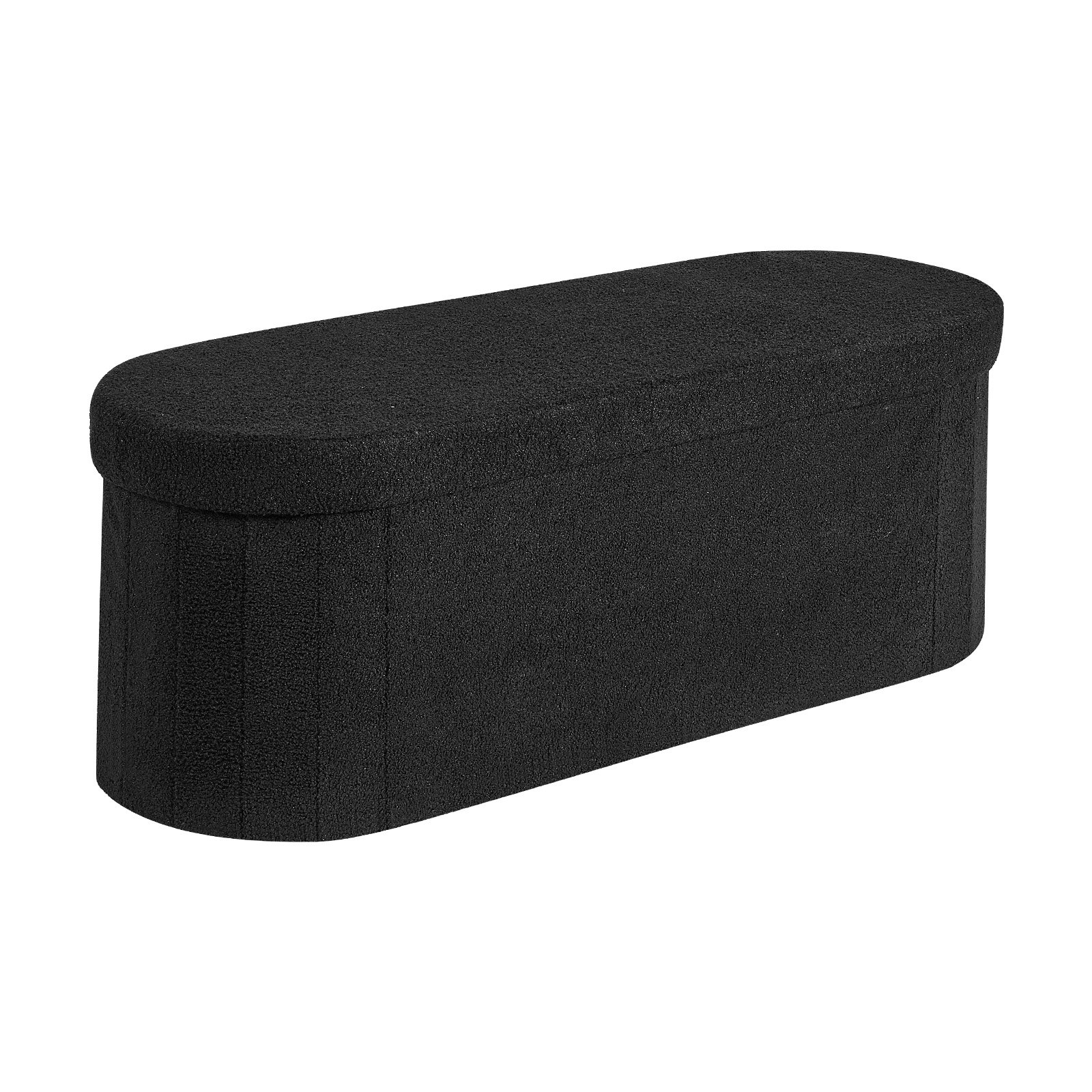 VEVOR Reposapiés Plegable Ovalado, con Espacio de Almacenamiento, Asiento Acolchado, Carga 299,37 kg, Moderno y Minimalista, 1100 x 380 x 380 mm, para Salón, Dormitorio y Pasillo, Color Negro