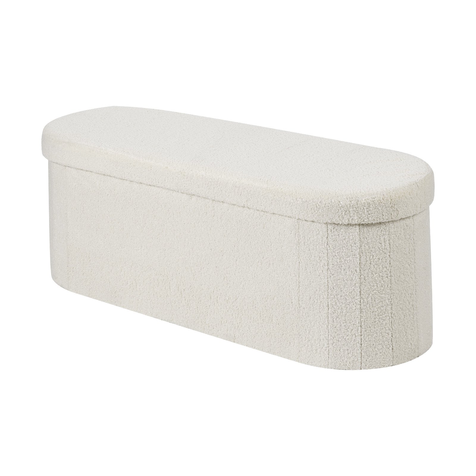 VEVOR Reposapiés Plegable Ovalado con Espacio de Almacenamiento, Asiento Acolchado y Plegable, Carga hasta 299,37 kg, 110 x 38 x 38 cm, Baúl Otomano para Salón, Dormitorio y Pasillo, Color Beige