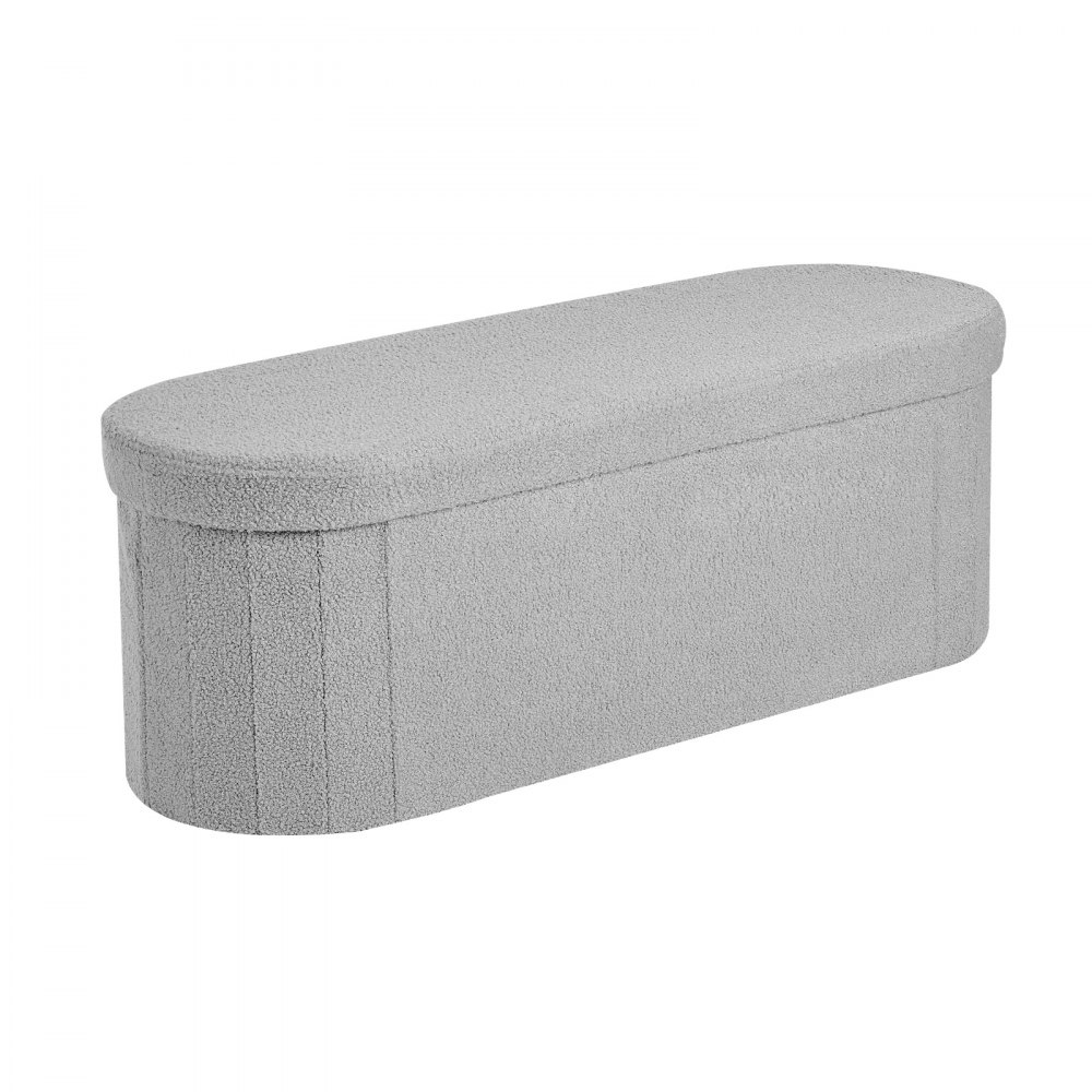 VEVOR Reposapiés Plegable Ovalado con Espacio de Almacenamiento, Asiento Acolchado y Plegable, Capacidad de Carga 299,37 kg, 1100 x 380 x 380 mm, para Salón, Dormitorio y Entrada, Color Gris
