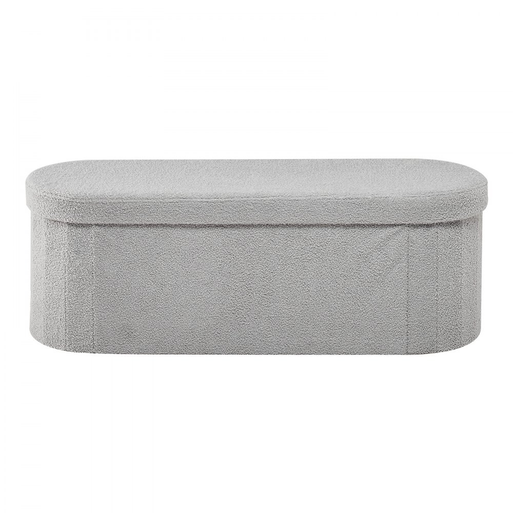 VEVOR Reposapiés Plegable Ovalado con Espacio de Almacenamiento, Asiento Acolchado y Plegable, Capacidad de Carga 299,37 kg, 1100 x 380 x 380 mm, para Salón, Dormitorio y Entrada, Color Gris