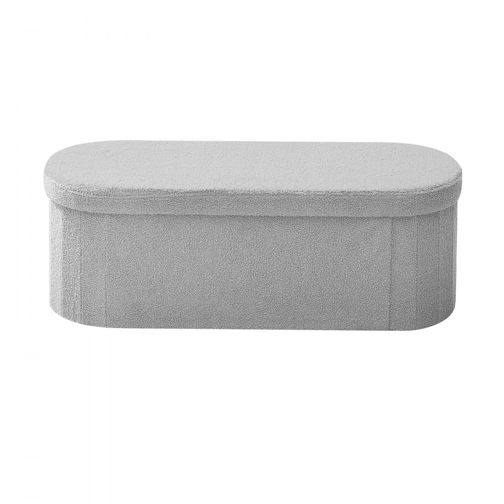 VEVOR Reposapiés Plegable Ovalado con Espacio de Almacenamiento, Asiento Acolchado y Plegable, Capacidad de Carga 299,37 kg, 1100 x 380 x 380 mm, para Salón, Dormitorio y Entrada, Color Gris