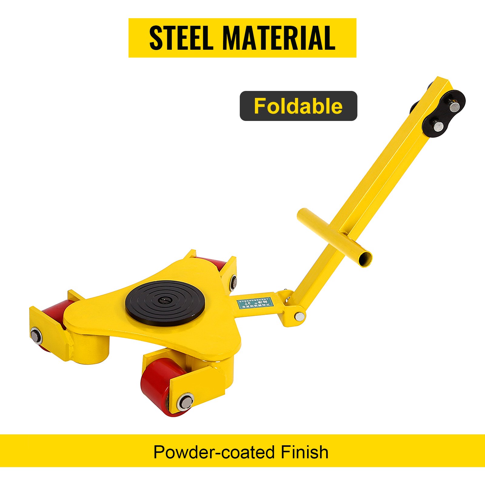 VEVOR Mover Maquinaria Industrial 3T Transportador de Muebles con Ruedas 540 x 420 x 150 mm, Máquina de Patines, Placa de Acero Giratoria con 3 Ruedas para Mover Muebles, Armarios