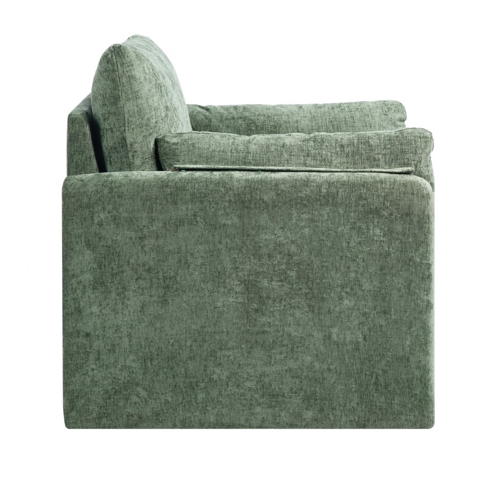 VEVOR Sillón Moderno con Reposabrazos Tapizado en Tela con Cojín Grueso y Respaldo de 444,5 mm Silla Decorativa Cómoda y Elegante para Salón, Dormitorio, Estudio, Oficina, Sala de Estar, Verde