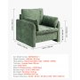 VEVOR Sillón Moderno con Reposabrazos Tapizado en Tela con Cojín Grueso y Respaldo de 444,5 mm Silla Decorativa Cómoda y Elegante para Salón, Dormitorio, Estudio, Oficina, Sala de Estar, Verde