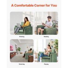 VEVOR Sillón con Reposabrazos Tapizado Tela Verde Respaldo 444,5 mm para Oficina