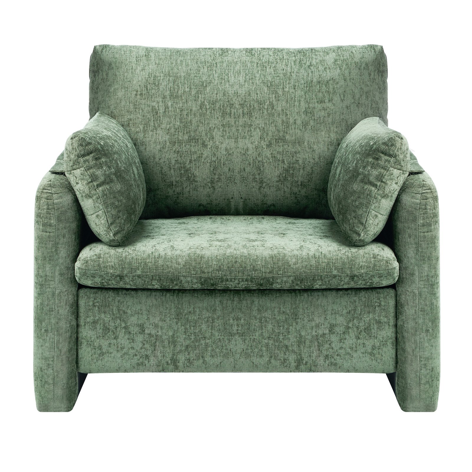 VEVOR Sillón Moderno con Reposabrazos Tapizado en Tela con Cojín Grueso y Respaldo de 444,5 mm Silla Decorativa Cómoda y Elegante para Salón, Dormitorio, Estudio, Oficina, Sala de Estar, Verde