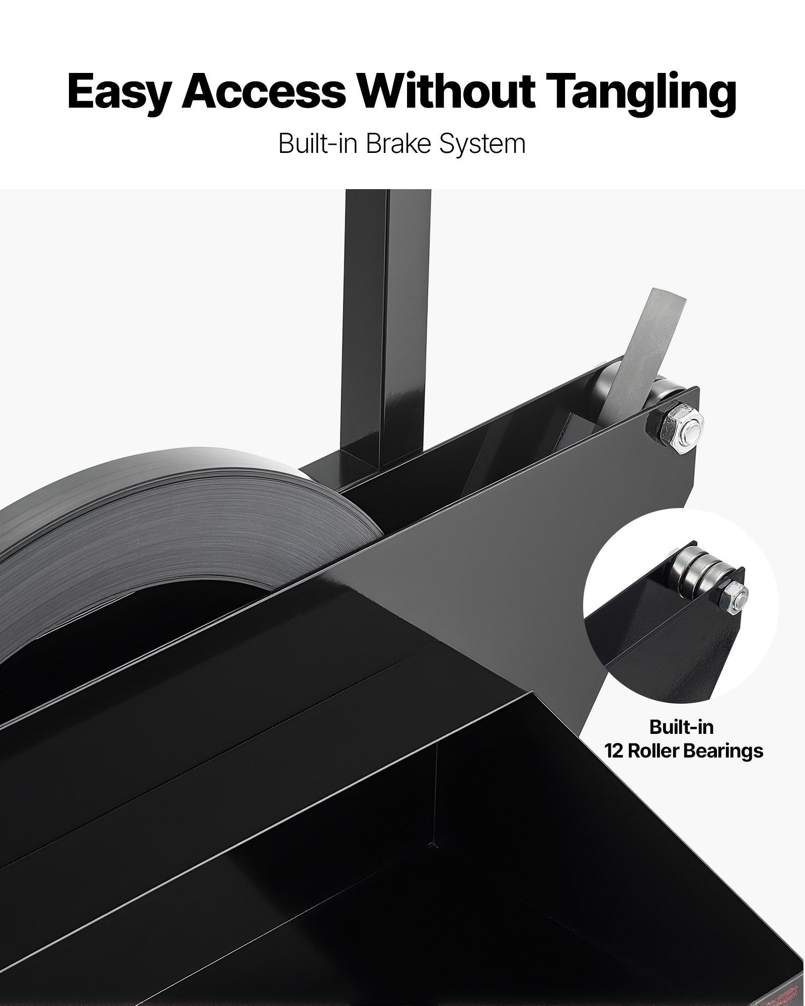 VEVOR Carro Flejador, Apto para Bobinas de Flejado de Acero con Un Diámetro Exterior de Núcleo de 600 mm, con Ruedas de Goma, Ideal para Fábricas, Almacenes y Zonas de Carga, 440 x 670 x 1000 mm