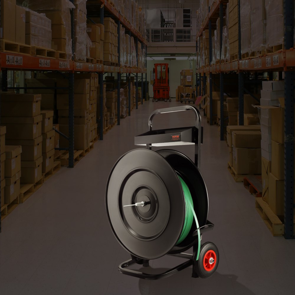 VEVOR Carro para Flejado para Carretes para Flejado de PET/PP/Fibra/Acero de 406/203 mm Dispensador de Flejes Alta Resistencia Equipado con Poleas Antirretroceso Sistema de Frenado Mejorado