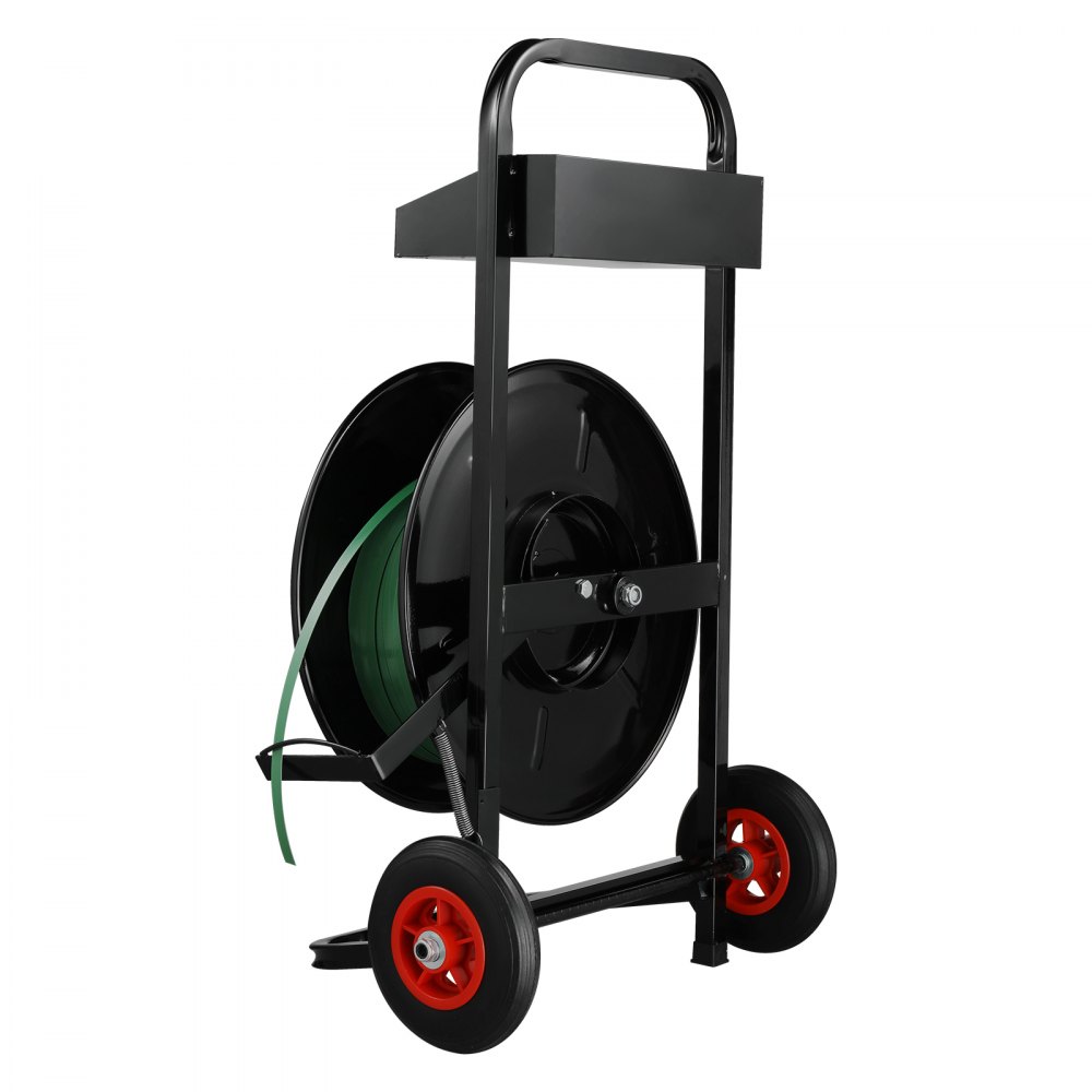 VEVOR strapping trolley, for PET/PP/fiber strapping rolls with 8-inch core size, robust strapping dispenser, equipped with anti-retraction rollers, improved braking system, spacious tool storage