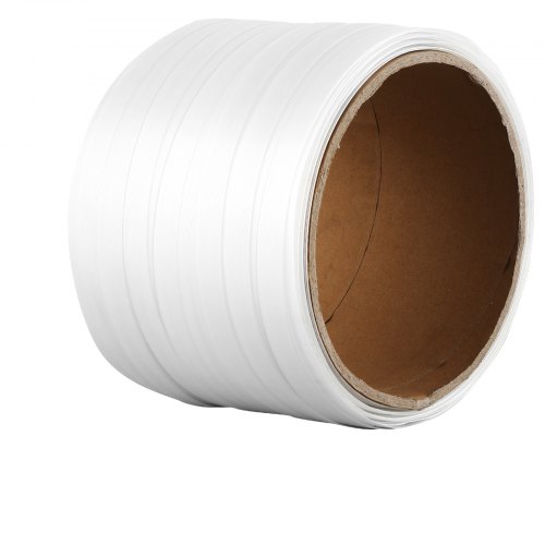 VEVOR Rollo de Fleje de Cinta Tejida para Embalaje 100m x 19mm x 0,9mm Carrete de Fleje Resistente para Palets Alta Resistencia de 800 kg Fleje de Embalaje Trenzado Portátil, Blanco