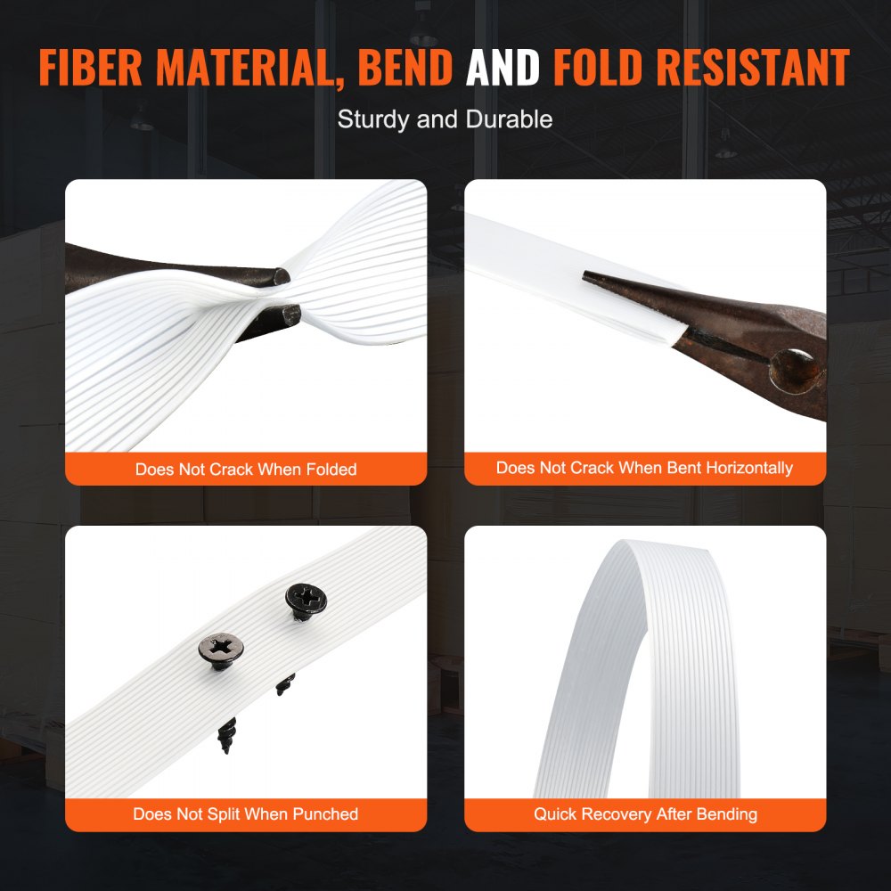 VEVOR Rollo de Fleje de Cinta Tejida para Embalaje 100m x 19mm x 0,9mm Carrete de Fleje Resistente para Palets Alta Resistencia de 800 kg Fleje de Embalaje Trenzado Portátil, Blanco