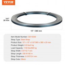 VEVOR Rollo de Fleje Acero para Embalaje 100m x 12,7mm x 0,4mm Resistencia 500kg