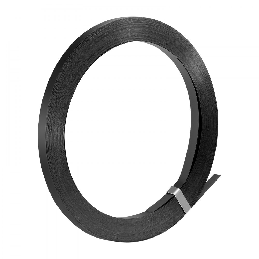 VEVOR Bobina de Fleje de Acero, 19 mm x 0,55 mm x 91 m, Rollo de Fleje Metálico Resistente a Entornos Hostiles y a la Rotura 775,6 kg, para Envíos de Larga Distancia y Condiciones Adversas, Negro
