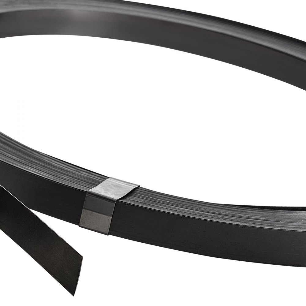 VEVOR Bobina de Fleje de Acero, 19 mm x 0,55 mm x 91 m, Rollo de Fleje Metálico Resistente a Entornos Hostiles y a la Rotura 775,6 kg, para Envíos de Larga Distancia y Condiciones Adversas, Negro
