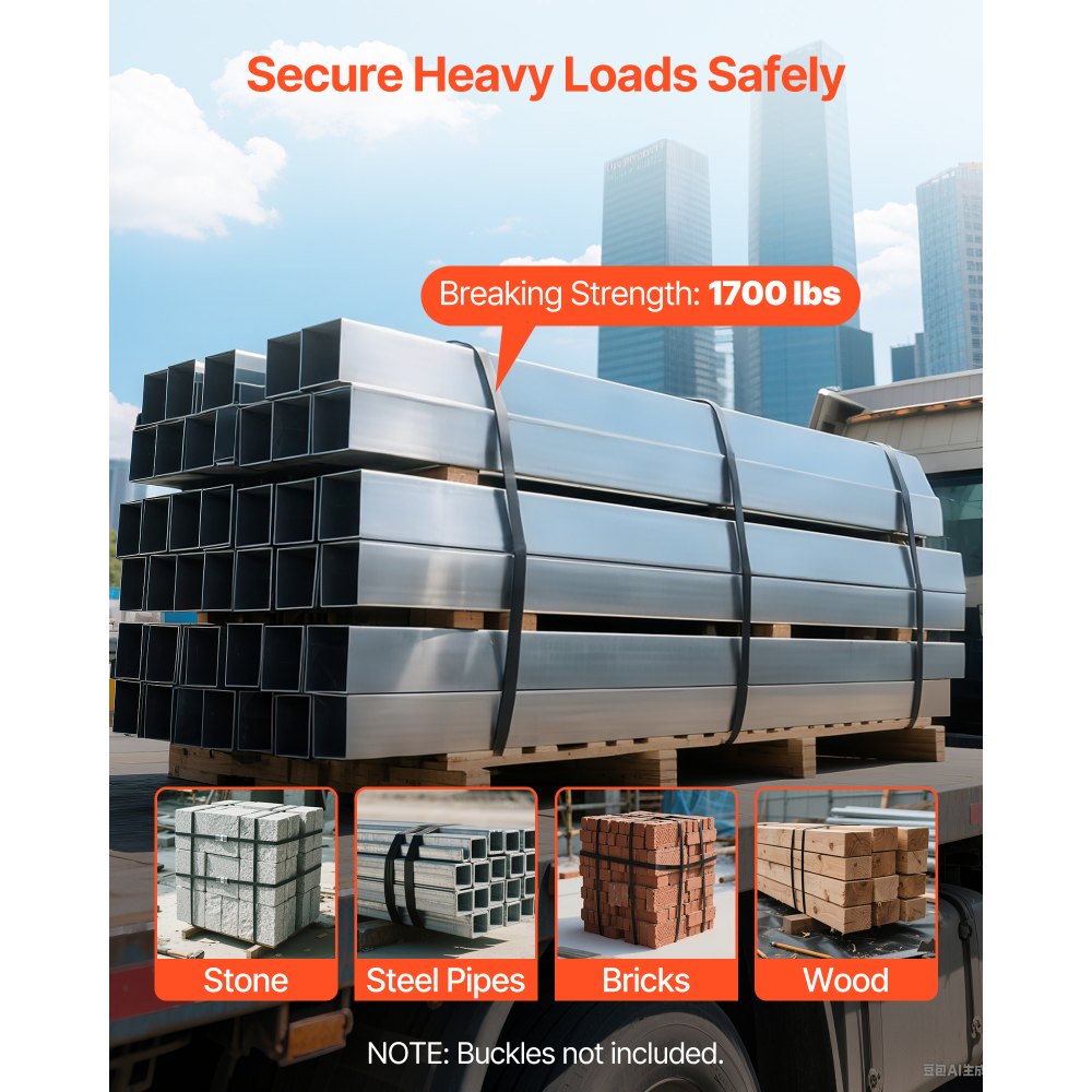 VEVOR Steel Strapping Coil, 19 mm x 0.55 mm x 500 m, Metal Strapping Banding Roll Withstands Harsh Environment, 771 kg Break Strength, Heavy Duty Banding Pallet Strap Coil for Pallet Packing