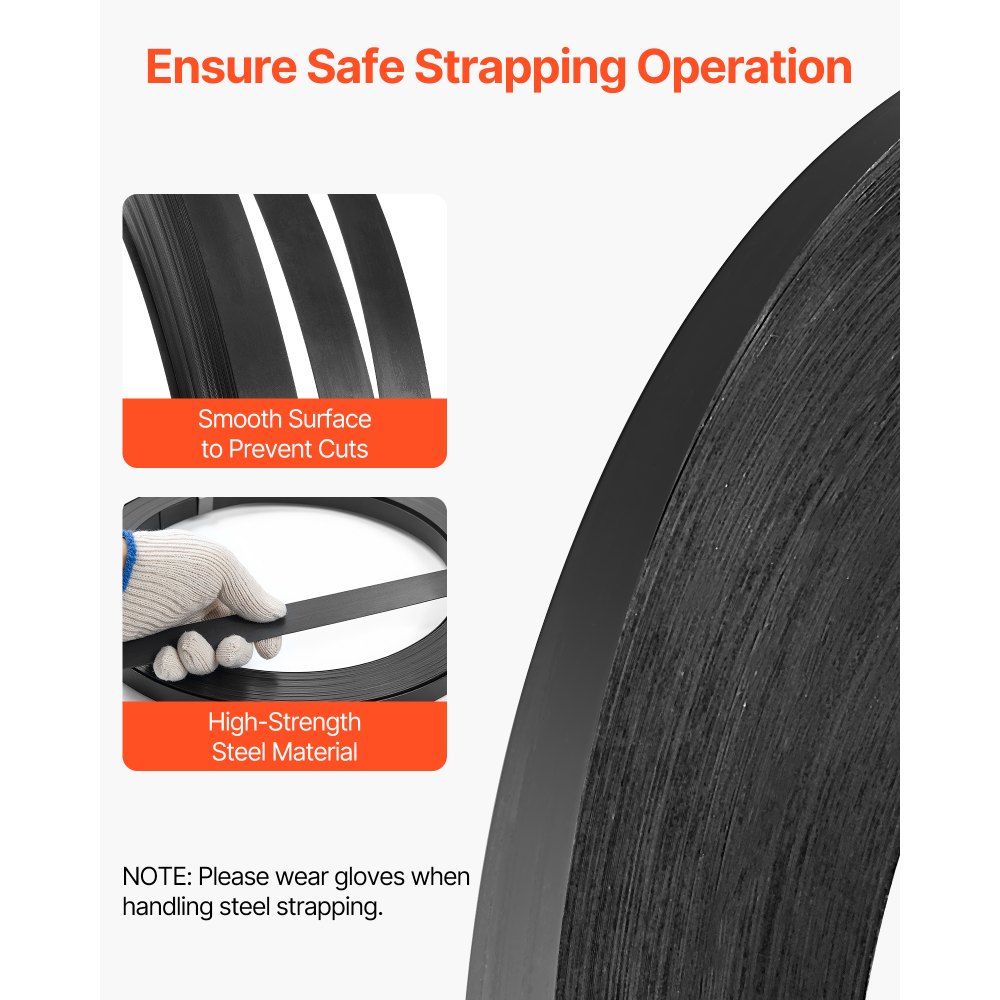 VEVOR Steel Strapping Coil, 19 mm x 0.55 mm x 500 m, Metal Strapping Banding Roll Withstands Harsh Environment, 771 kg Break Strength, Heavy Duty Banding Pallet Strap Coil for Pallet Packing