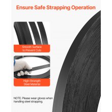 VEVOR Fleje de Acero para Embalaje, 19 mm x 55 mm x 500 m, Rollo de Fleje Metálico, Resistencia a la Rotura de 770 kg, Resistente a la Luz Solar, al Agua y a la Corrosión, para Embalaje de Palés