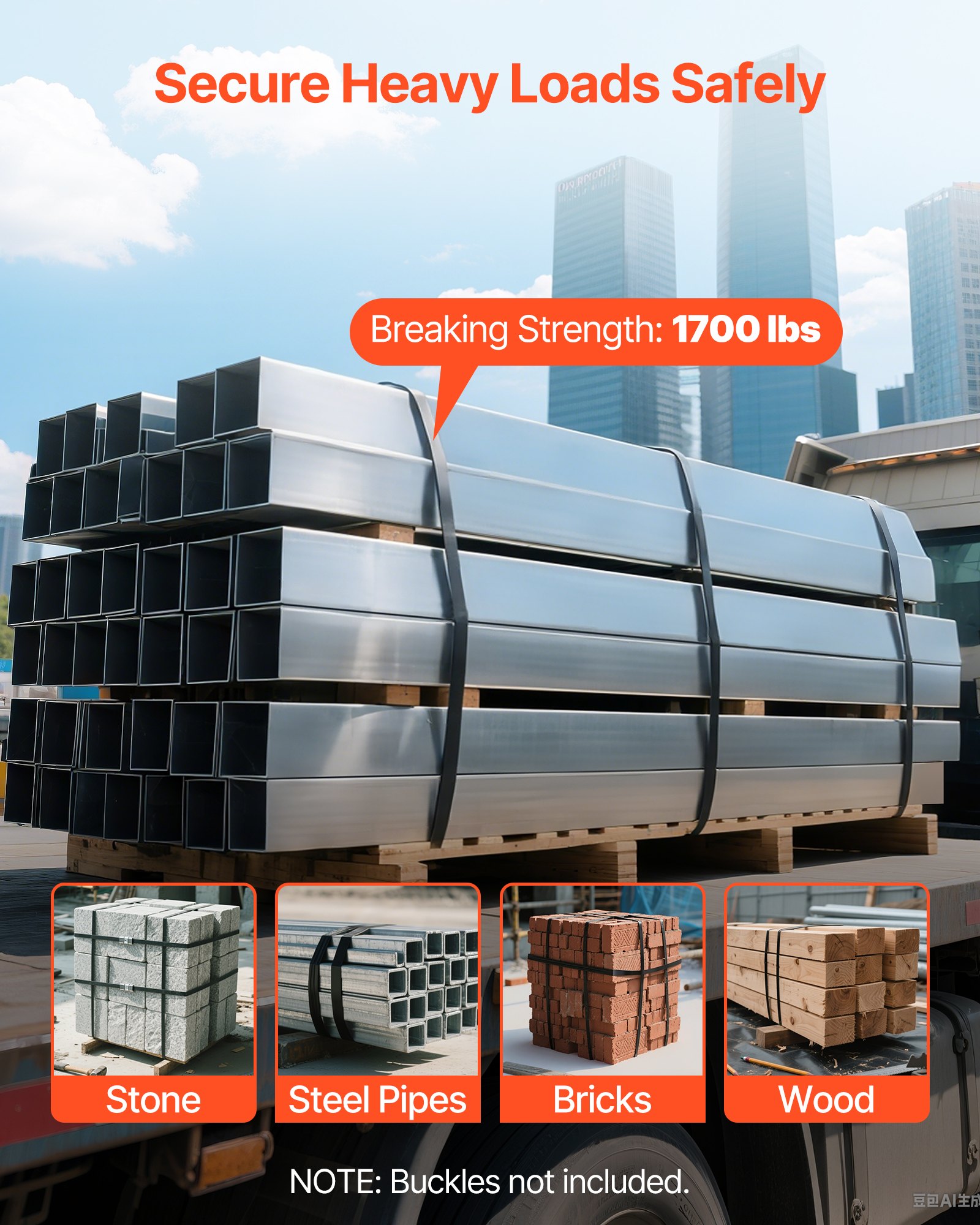 VEVOR Steel Strapping Coil, 19 mm x 0.55 mm x 500 m, Metal Strapping Banding Roll Withstands Harsh Environment, 771 kg Break Strength, Heavy Duty Banding Pallet Strap Coil for Pallet Packing