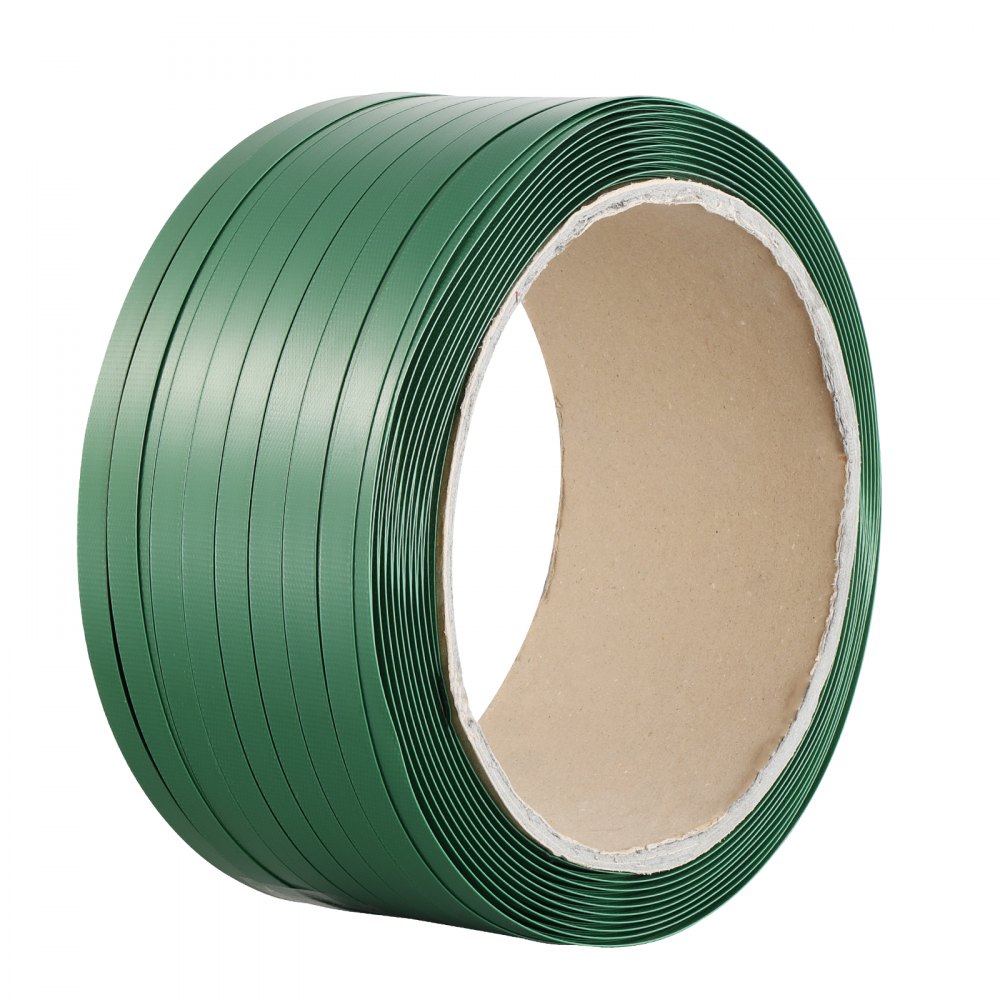 VEVOR Rollo de Fleje de Poliéster PET para Embalaje 300m x 15,9mm x 0,8mm Carrete de Fleje de Alta Resistencia para Paletas Resistencia de 450 kg Fleje de Embalaje Portátil de Alta Resistencia, Verde