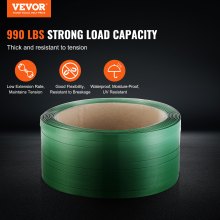 VEVOR Rollo de Fleje de Poliéster PET para Embalaje 300m x 15,9mm x 0,8mm Verde