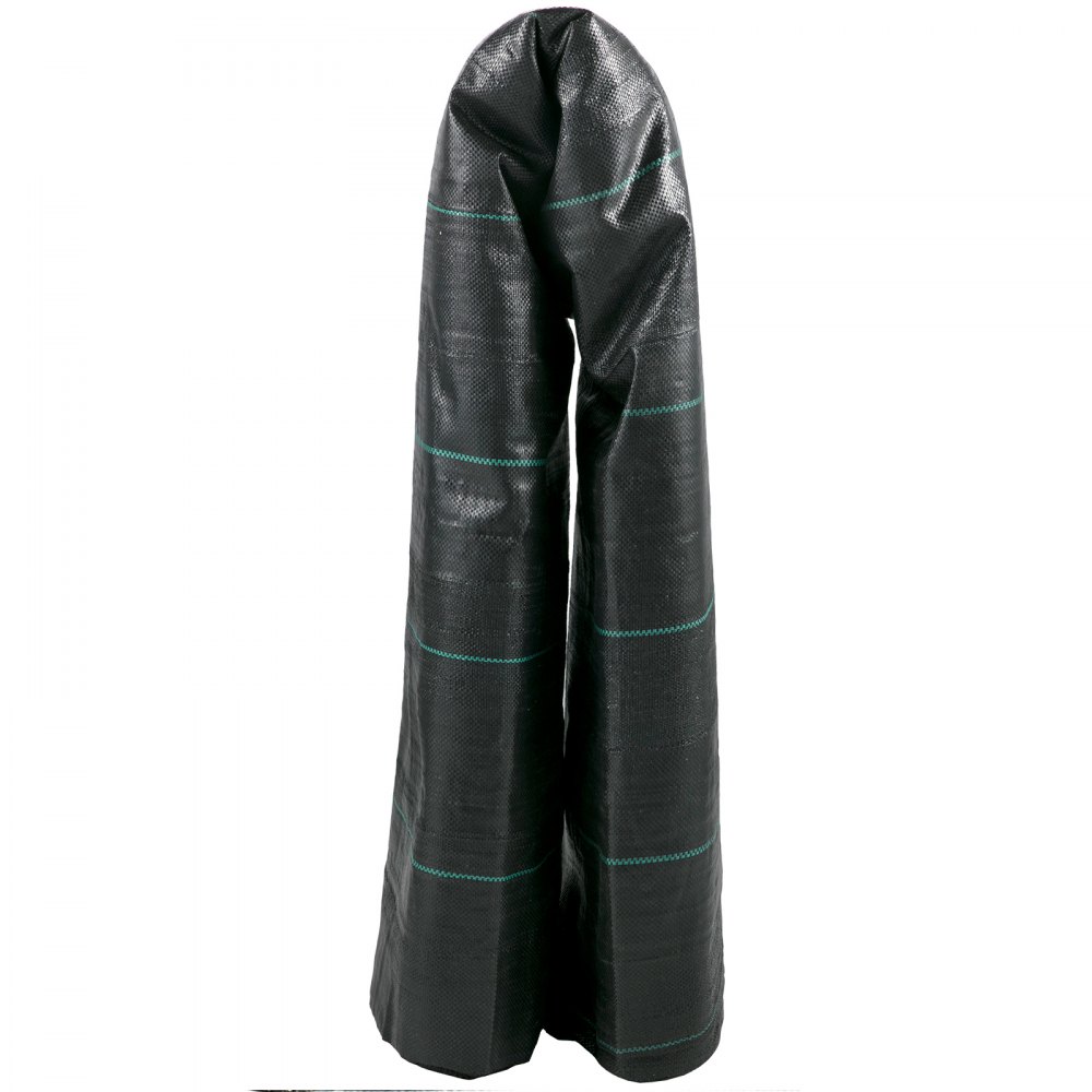 Tela para camino de entrada VEVOR enrollada, con material negro con costuras verdes.