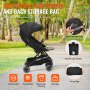 VEVOR Cochecito de Bebé Estándar Cochecito para Niños Pequeños con Respaldo Ajustable de 95° a 175° Reposapiés Ajustable de 0/90° Portavasos Plegable con Un Solo Clic Bolsa de Transporte, Negro