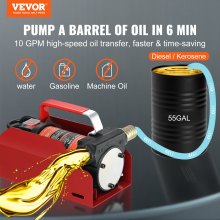 VEVOR Bomba de Transferencia de Combustible CC 12V Kit de Bomba Extractora Eléctrica Portátil para Transferencia de Diesel con Boquilla de Cierre Automático, Manguera de Entrega y Succión para Diesel