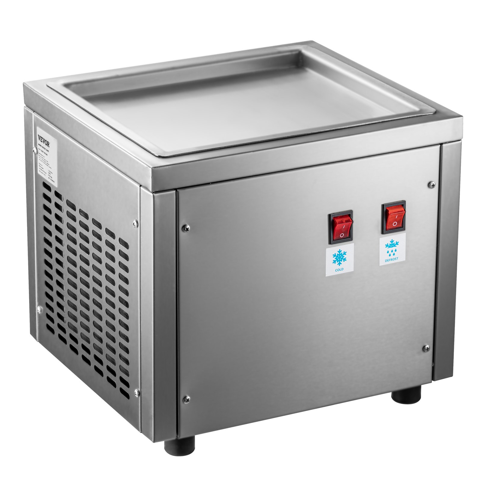 VEVOR Máquina para Hacer Helados en Rollo 280W Máquina de Helado de Yogur 34x30x31 cm Máquina para Hacer Helados, Cuerpo de Acero Inoxidable 304 de Grado Alimenticio con 2 Palas para Bares, Cafeterías