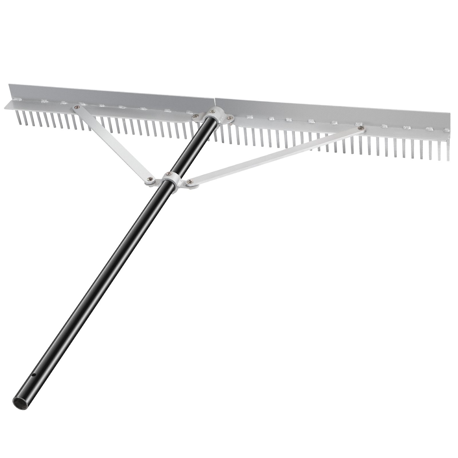 VEVOR Rastrillo de Malezas con mago de 260 cm Rastrillo de Jardín de Aluminio Rastrillo Universal con Cabezal Plegable 90 x 18 cm Rastrillo Manual con Cuerda de 15 m para Lago Estanque Piscina Playa