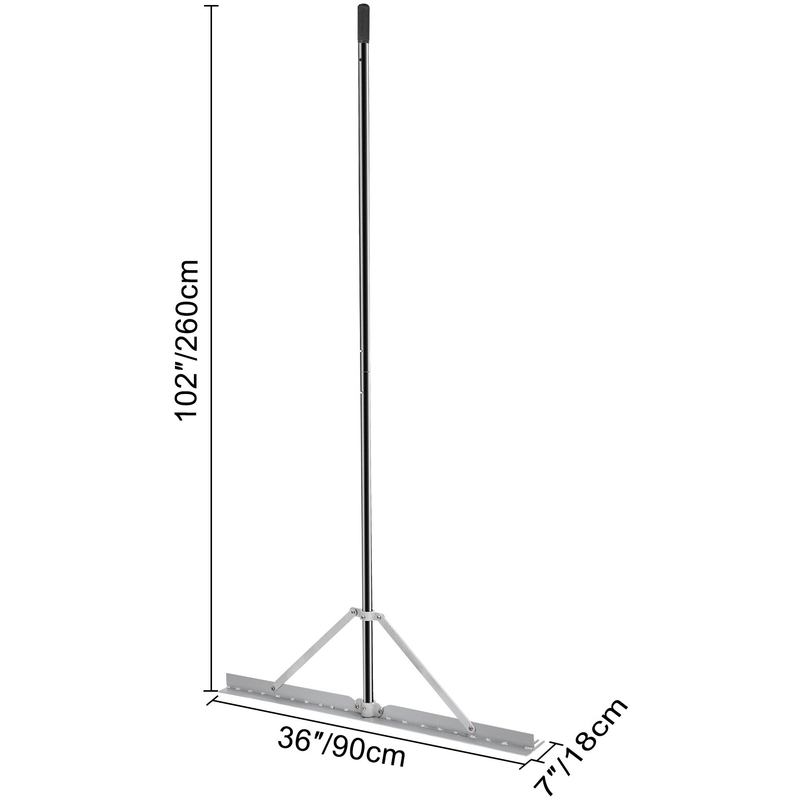 VEVOR Rastrillo de Malezas con mago de 260 cm Rastrillo de Jardín de Aluminio Rastrillo Universal con Cabezal Plegable 90 x 18 cm Rastrillo Manual con Cuerda de 15 m para Lago Estanque Piscina Playa