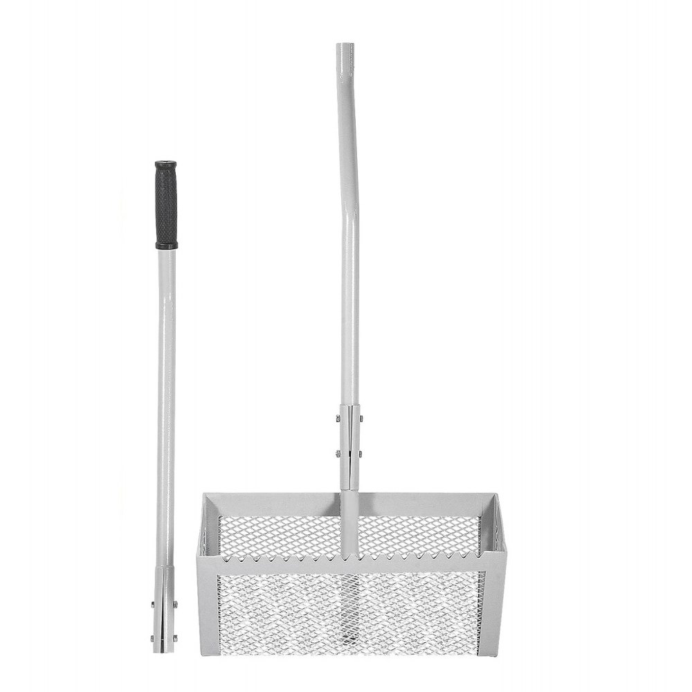 VEVOR Rastrillo de Hierba de Estanque 130 x 40 x 25 cm Rastrillo para Arena de Playa Aluminio Acero Inoxidable Rastrillo de Malezas Acuáticas con Mallas de Filtro Eliminador de Malezas Bolsa de Red