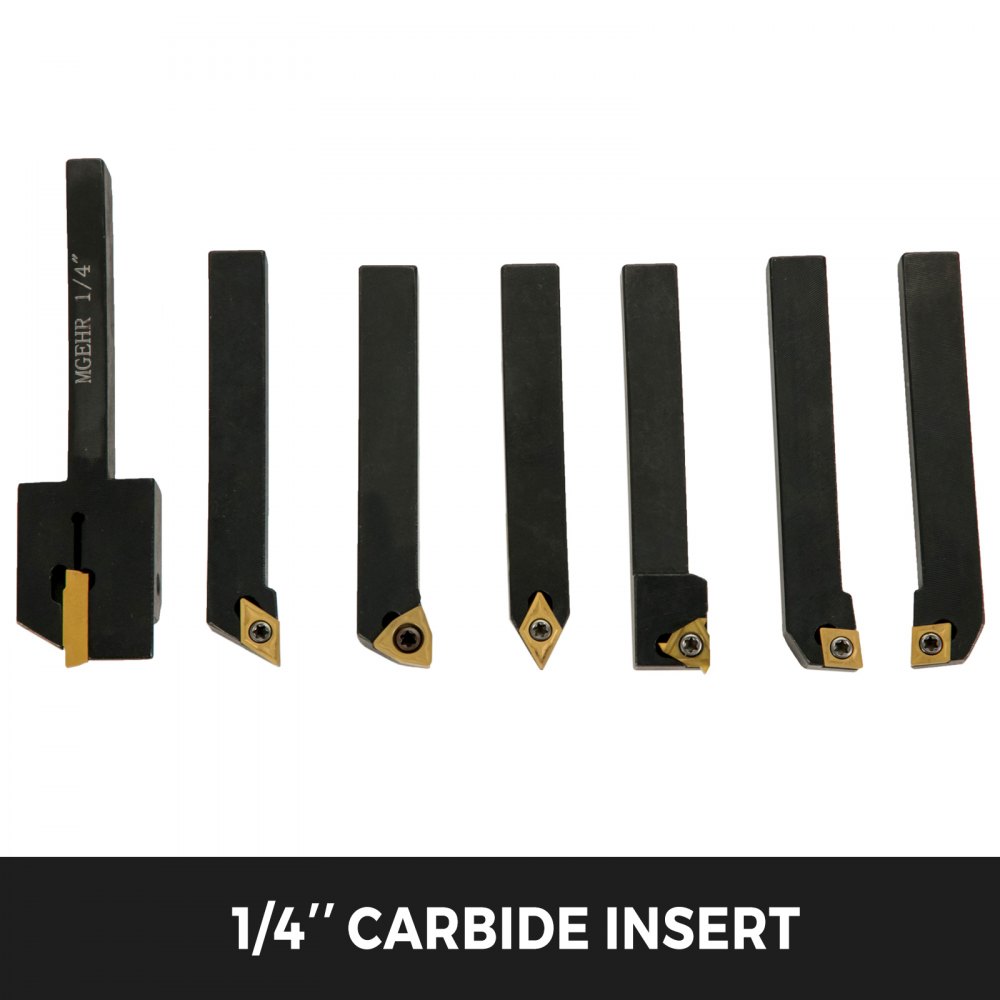 VEVOR Gubias de Tonelero Industrial de 1/4  Herramientas de Carburo Indexable Pulgadas Conjunto de 7 Piezas en Negro para Varios Tipos de Productos de Procesamiento como Torno Cnc