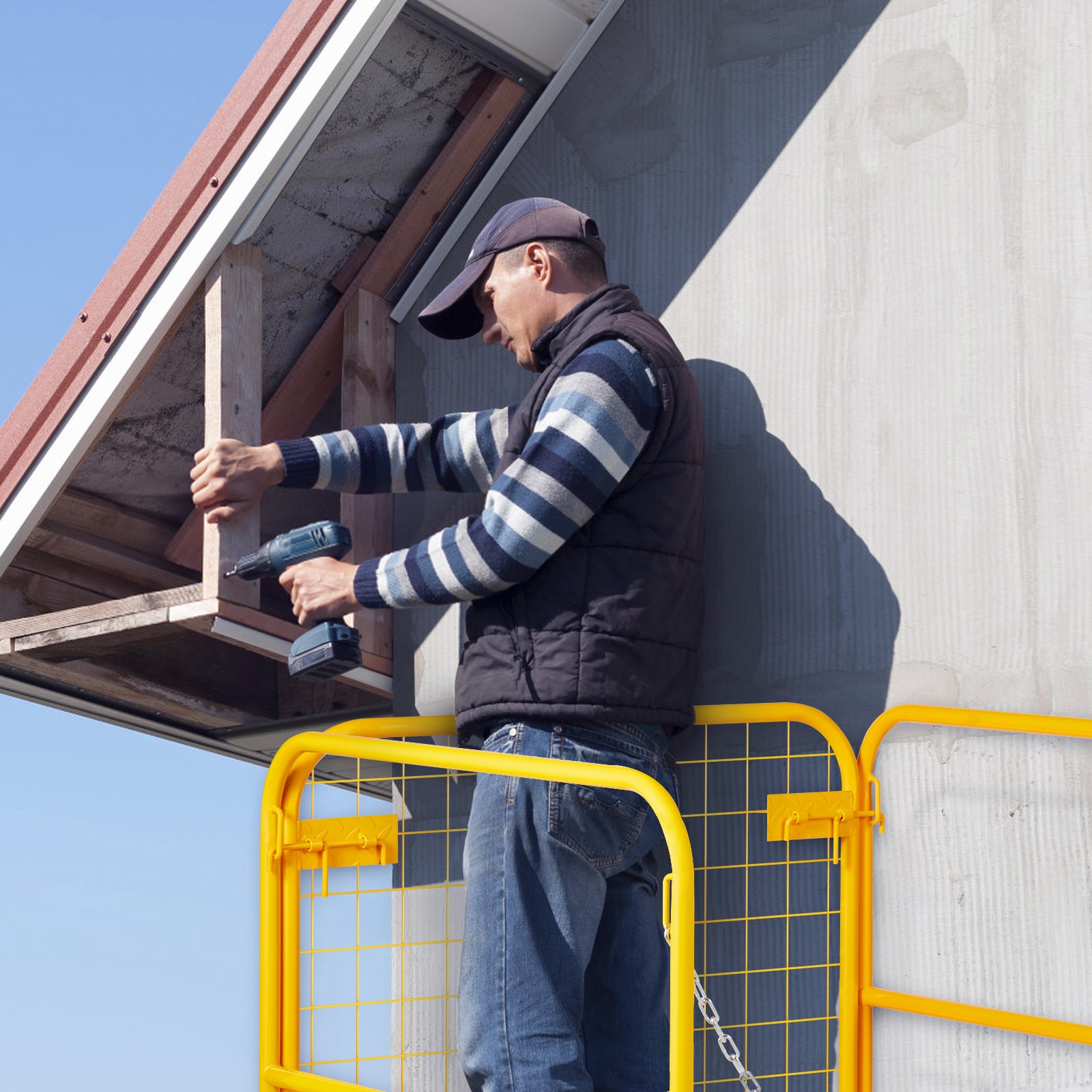 VEVOR Jaula de Seguridad Montacargas 91,4x91,4 cm Plataforma de Trabajo 1200 LBS