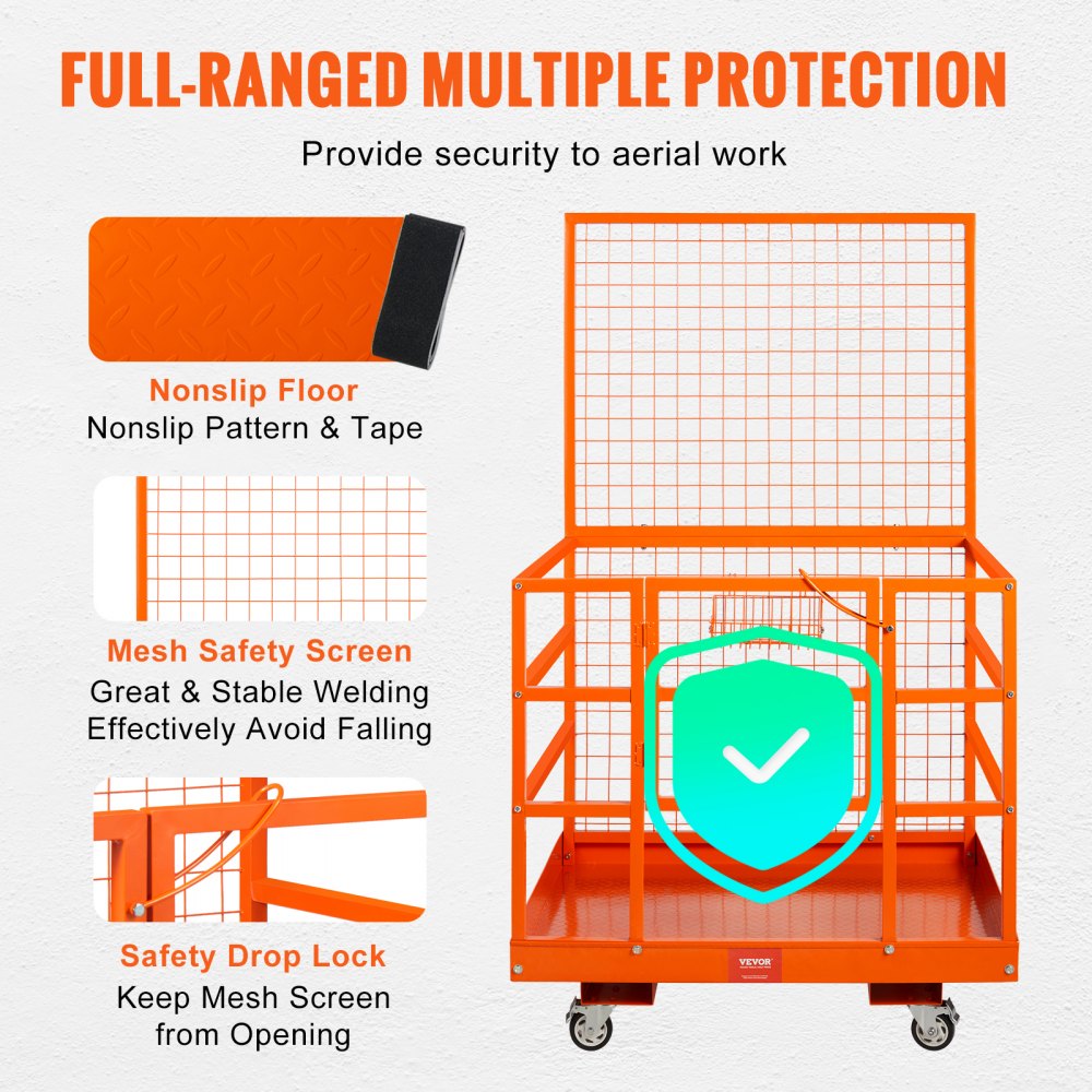 VEVOR Jaula de Seguridad Montacargas 114,3x109,2 cm Plataforma de Trabajo 635 kg