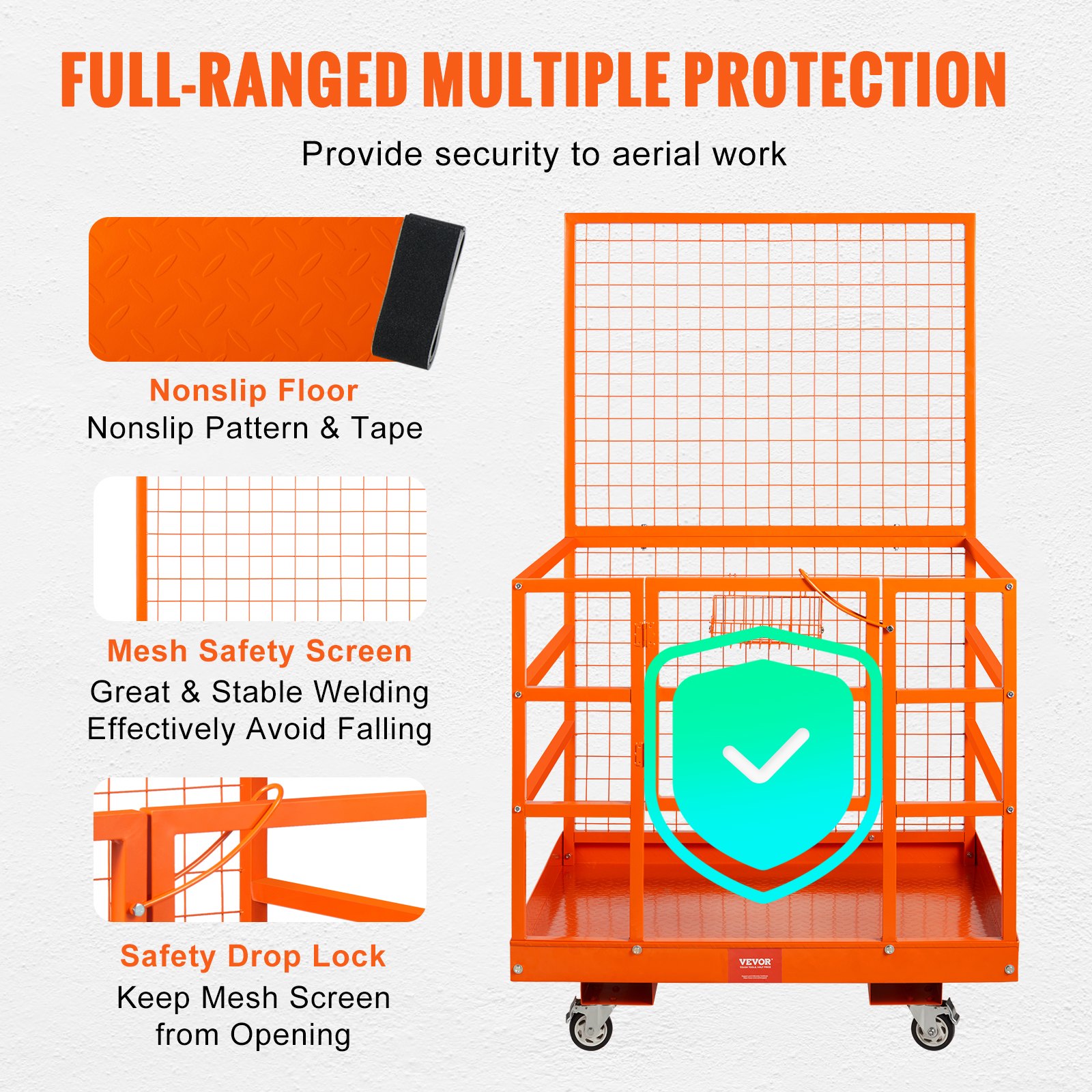 VEVOR Jaula de Seguridad Montacargas 114,3x109,2 cm Plataforma de Trabajo 635 kg