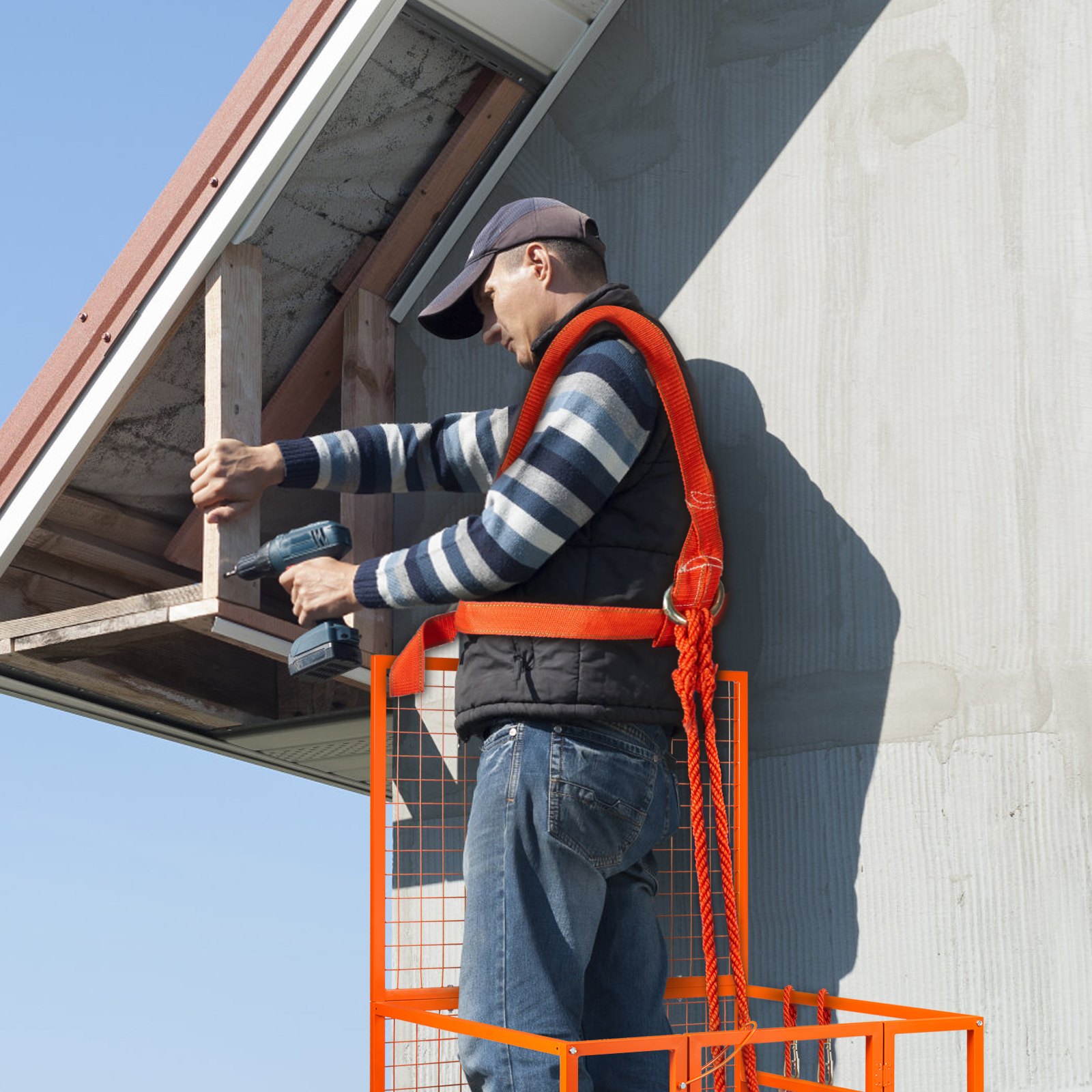 VEVOR Jaula de Seguridad Montacargas 114,3x109,2 cm Plataforma de Trabajo 635 kg