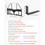 VEVOR Horquillas para Palés para Minicargadoras con Bastidor de 1150 mm, Horquilla de 1065 mm, Receptor de Enganche de 50,8 mm, Manguitos de Lanza, Carga de 1814 kg para Minicargadoras y Tractores