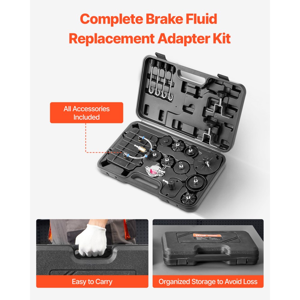 VEVOR Brake Master Bleeder Kit 12-piece professional brake bleeder adapter set with complete set and handle, durable brake bleeder adapter for filling brake fluid