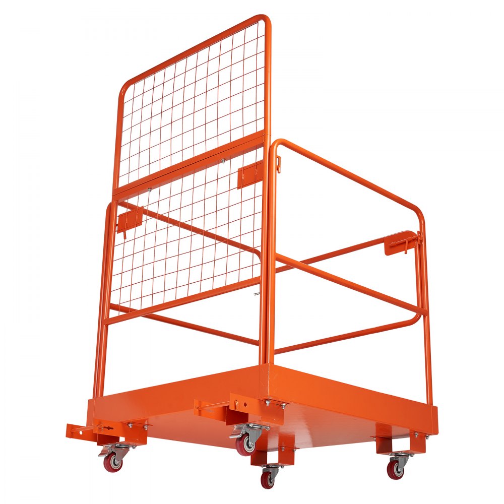 VEVOR Jaula de Seguridad para Montacargas 920 x 1045 mm, Capacidad de 544 kg, con 4 Ruedas, Plataforma de Trabajo con Panel de Malla de Acero al Carbono para Trabajo en Altura y Carretilla Elevadora