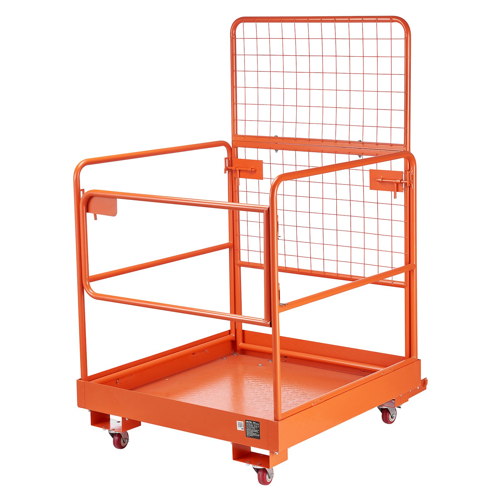 VEVOR Jaula de Seguridad para Montacargas 920 x 1045 mm, Capacidad de 544 kg, con 4 Ruedas, Plataforma de Trabajo con Panel de Malla de Acero al Carbono para Trabajo en Altura y Carretilla Elevadora