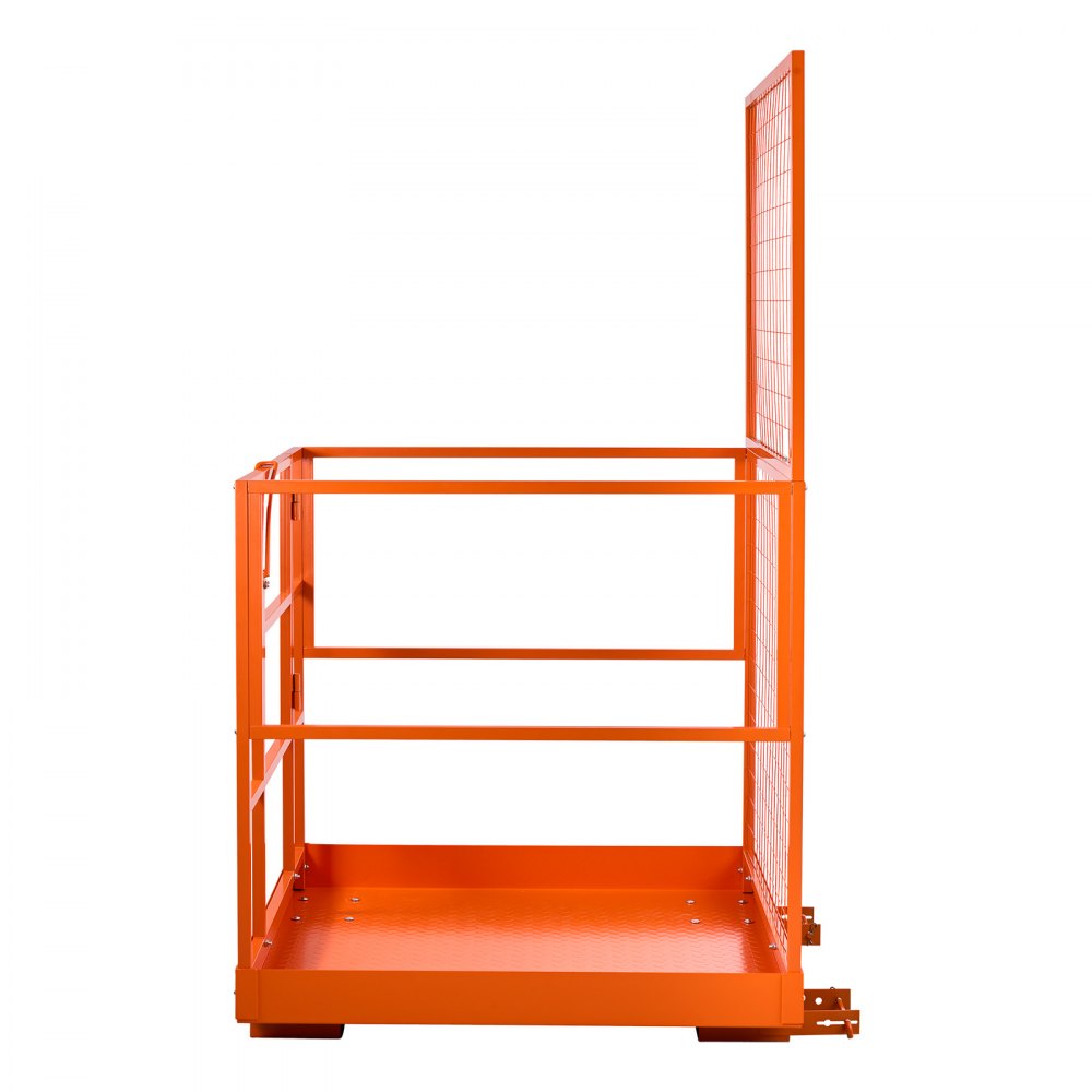 VEVOR Jaula de Seguridad para Montacargas 1225 x 1148 mm, Capacidad de 635 kg, Cesta para Operario de Acero con Orificio de Drenaje, Pasadores de Bloqueo para Carretilla Elevadora, Trabajo en Altura