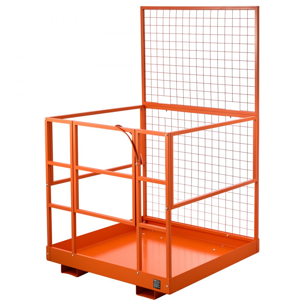 VEVOR Jaula de Seguridad para Montacargas 1225 x 1148 mm, Capacidad de 635 kg, Cesta para Operario de Acero con Orificio de Drenaje, Pasadores de Bloqueo para Carretilla Elevadora, Trabajo en Altura