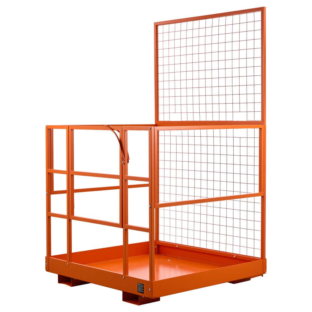 VEVOR Jaula de Seguridad para Montacargas 1225 x 1148 mm, Capacidad de 635 kg, Cesta para Operario de Acero con Orificio de Drenaje, Pasadores de Bloqueo para Carretilla Elevadora, Trabajo en Altura