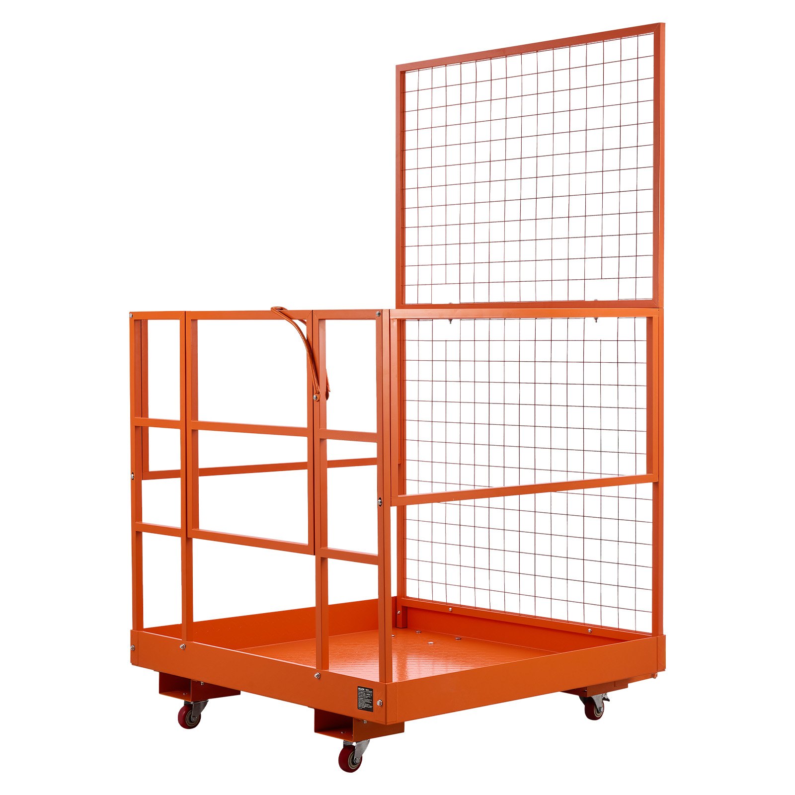 VEVOR Jaula de Seguridad para Montacargas 1225 x 1148 mm, Carga 635 kg, con Ruedas, Panel de Malla, Plataforma de Trabajo de Acero con Pasadores de Bloqueo para Carretilla Elevadora, Trabajo en Altura