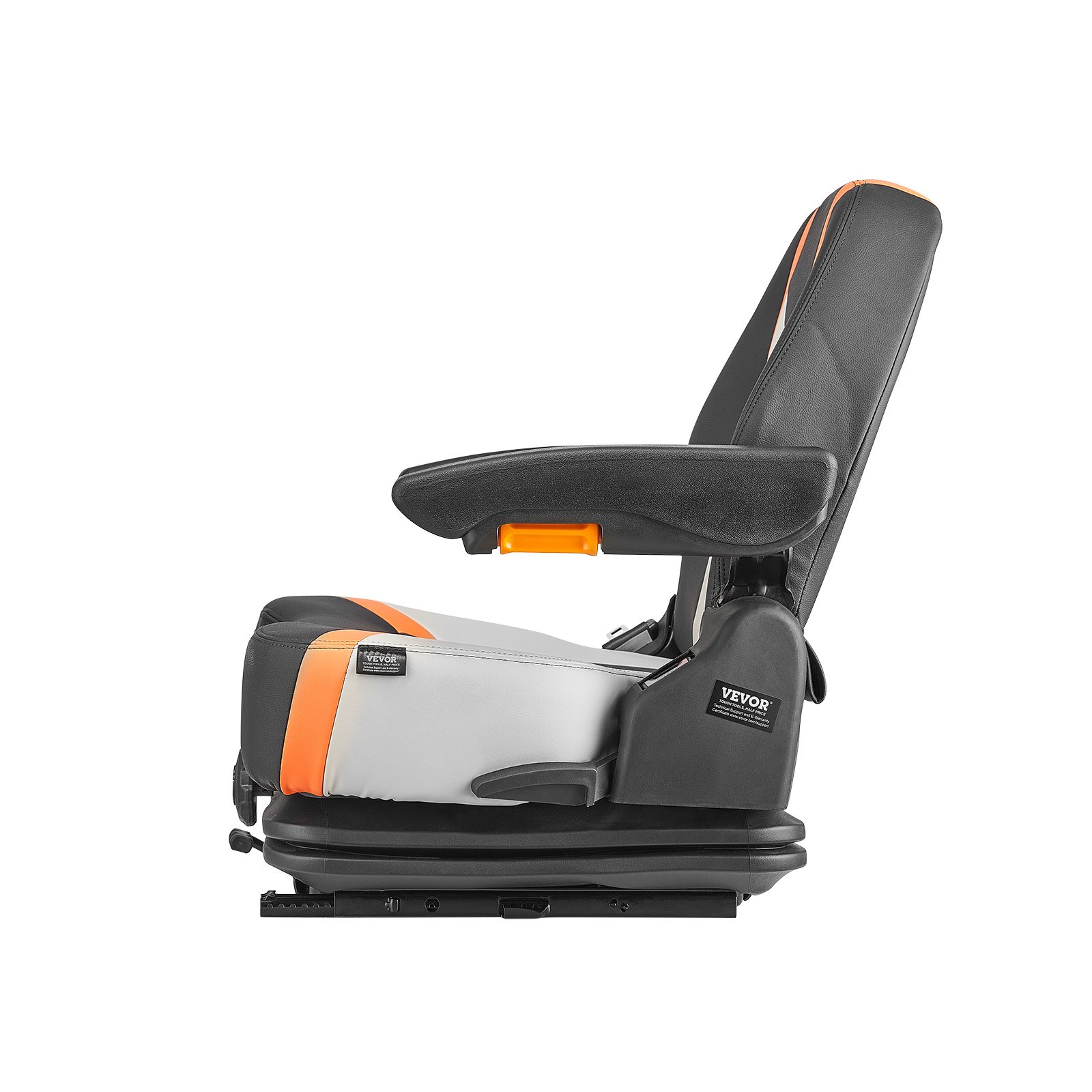 VEVOR Asiento Universal para Carretilla Elevadora 60 x 51 x 64cm, Asiento con Suspensión, Respaldo Ajustable, Reposabrazos y Cinturón de Seguridad, Microinterruptor, para Cortadora de Césped, Tractor